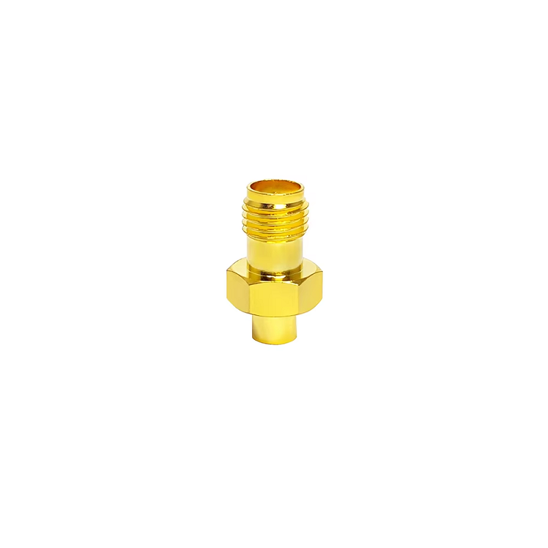 Full Brass SMA Female to SMP Female Nickel‑Plated Straight Coax Adapter