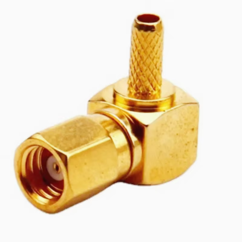 Gold‑Plated SMC Male Right‑Angle (90°) RF Coax Connector for RG316