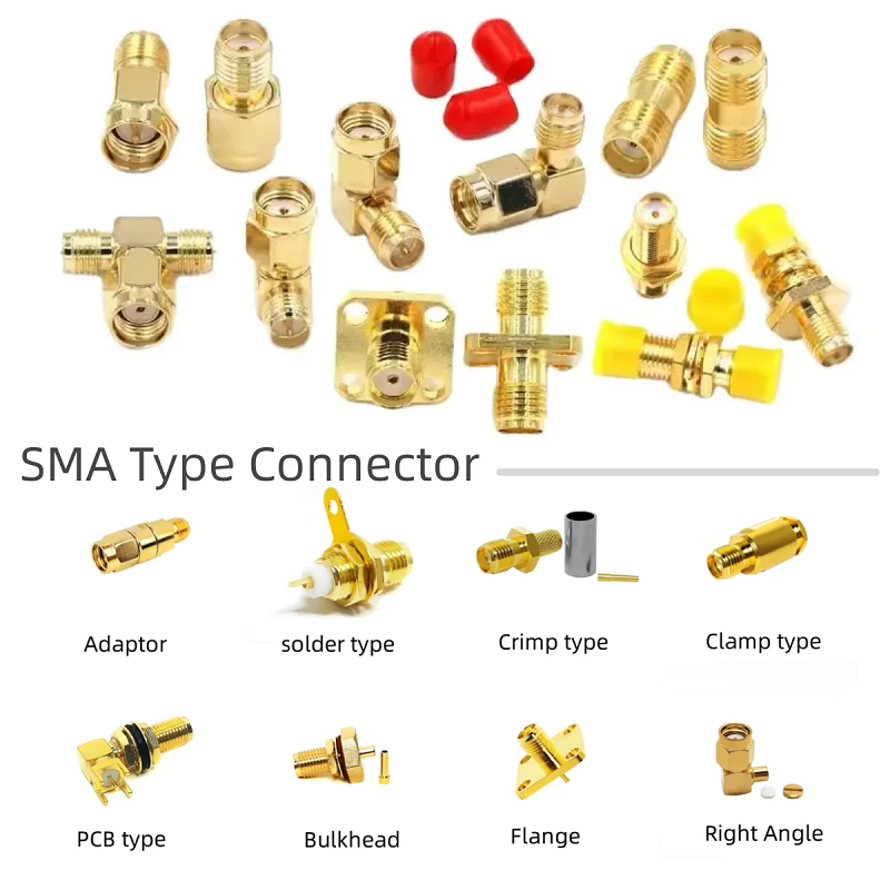 Gold Plated Waterproof SMA Connector Female Right Angle Jack PCB Connector