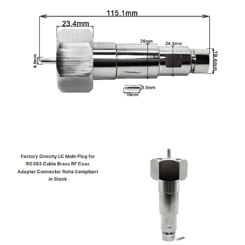 Brass Material Rf Connector Nickel-plated LC Male Plug Clamp for Coaxial Cable 1/2 Feeder Cable