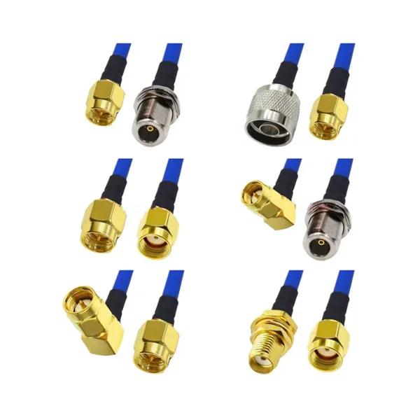 N SMA Male Female BH Panel to RP SMA Male Female RA Blue RG141 RG402 SS402 RG405 SS405 RF Pigtail Extension Cable