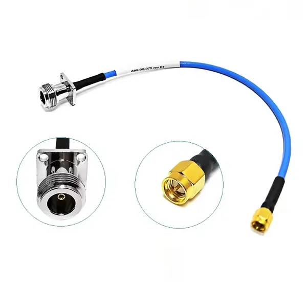 N Type Female Jack 4 Holes Flange Panel Mount to SMA Male Plug Cable Blue RG141 RG402 RF Coax Jumper Cable