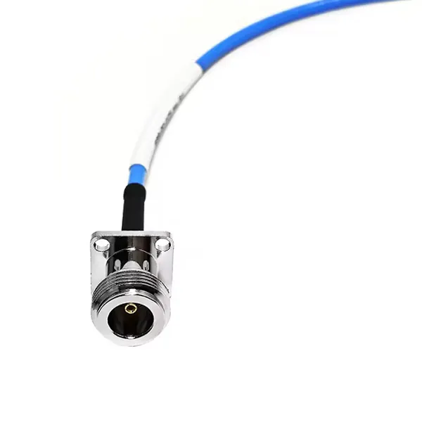 N Type Female Jack 4 Holes Flange Panel Mount to SMA Male Plug Cable Blue RG141 RG402 RF Coax Jumper Cable