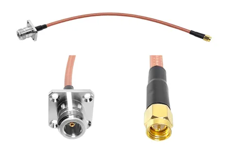 SMA Male Plug to N Female Jack Panel Flange Chassis Mount 4 Holes RG400 Jumper Cable Assembly 30cm Rf Connector