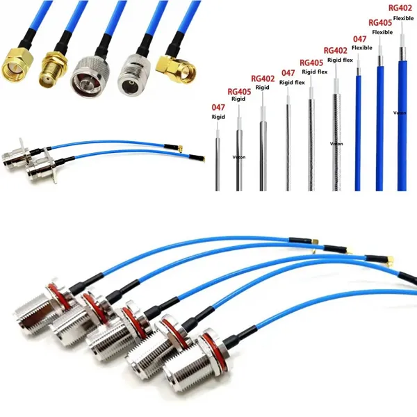 SMA Male Plug to N Female Rg402 Rg141 SS405 Rg405 Rf 18G Jumper Cable Assembly Silver Plated Copper Braid 30cm