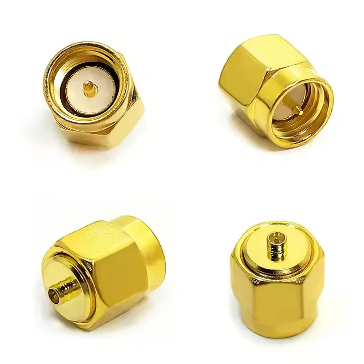 Directly Rf Adaptor SMA Male to UFL U.fl Male Plug Brass Rf Coaxial Adapter Brass in Stock ROHS