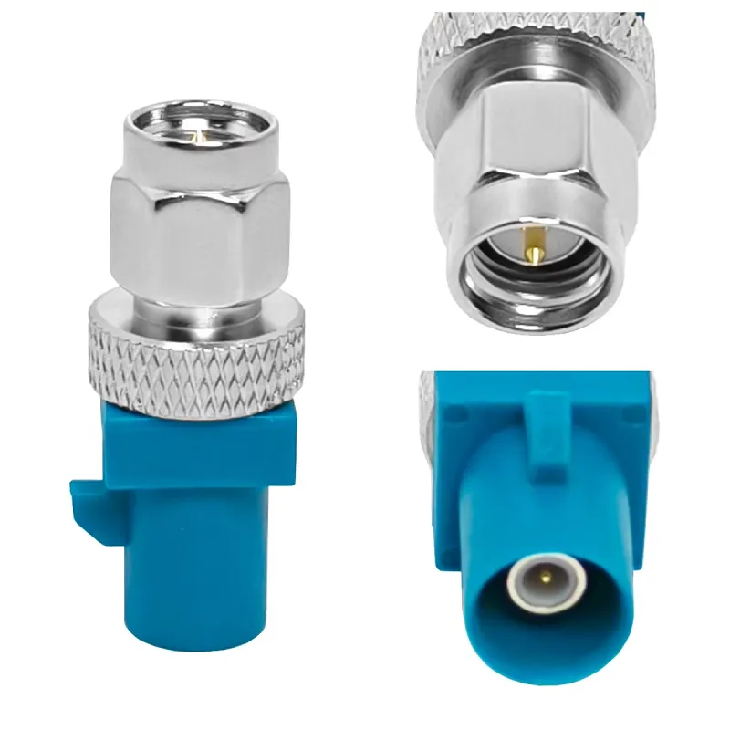 Z Water Blue Fakra Smb Male to Sma Male Copper Brass Rf Coax Adapter Connector Adaptor in Stock