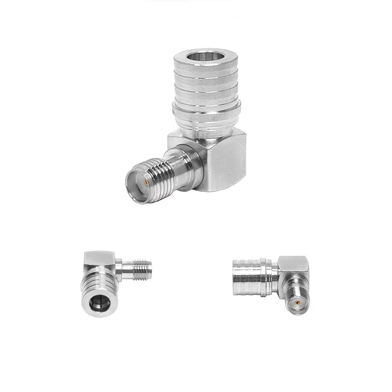 QMA Male Plug to SMA Female Jack Adapter 90 Degrees Right Angle Brass RF Coax Coaxial Adapter Adaptor Converter