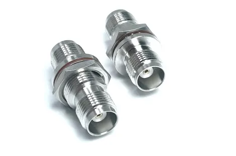 RF Brass Material Connector TNC Female Jack to TNC Bulkhead Female Jack Straight Adapter