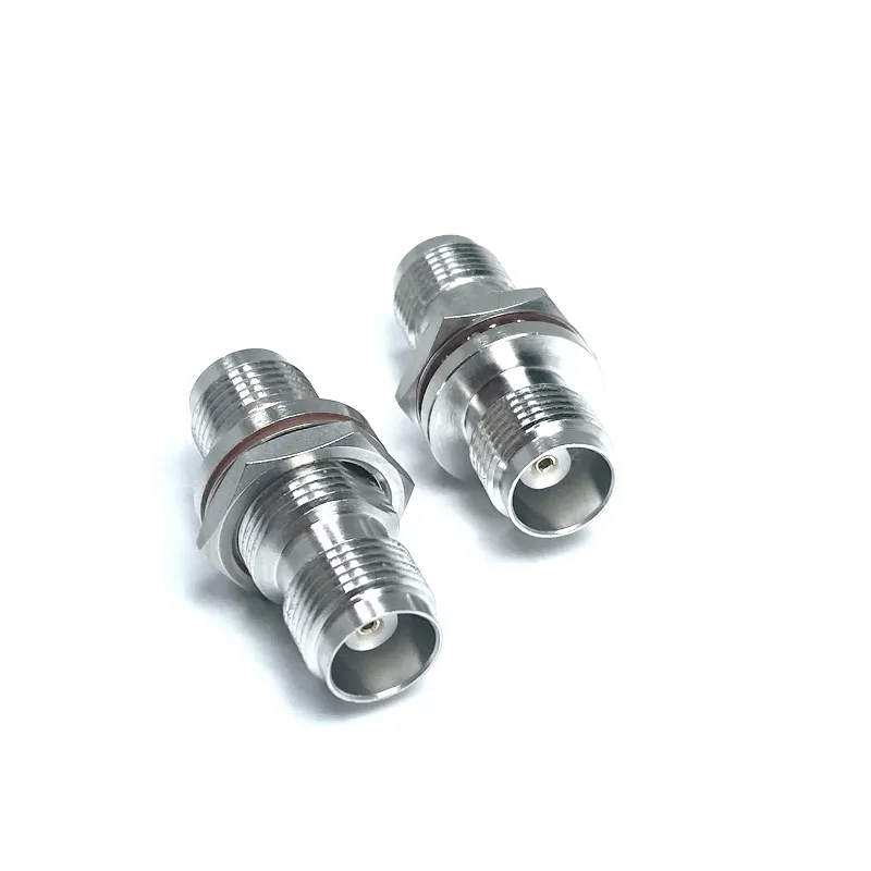 RF Brass Material Connector TNC Female Jack to TNC Bulkhead Female Jack Straight Adapter