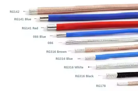 RG316 RG141 086 RG178 Coaxial Cable Silver Plating Brown White Blue Black RF Coaxial Cable
