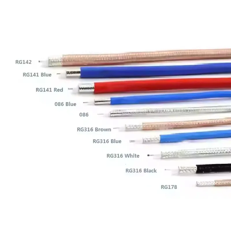 RG316 RG141 086 RG178 Coaxial Cable Silver Plating Brown White Blue Black RF Coaxial Cable