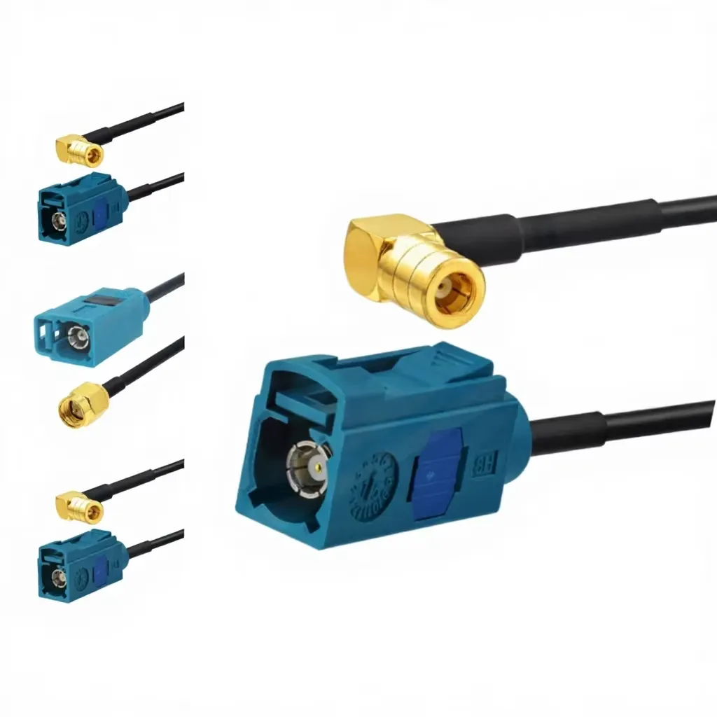 SMB Female Jack 90 Degree to Fakra Z Type Female Cable Assembly RG174 RF Coaxial Wire Pigtail Jumper Extension Cable
