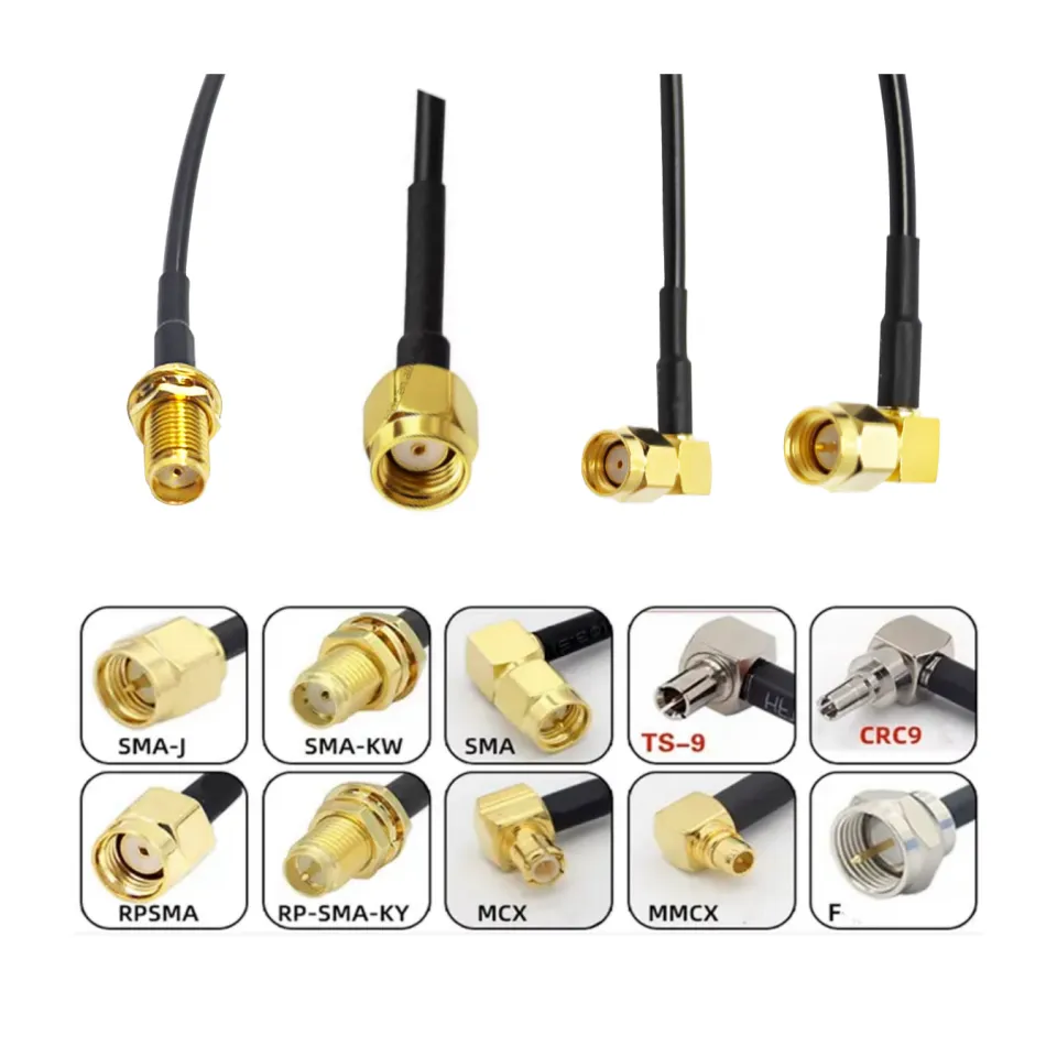 SMA Male Plug To TNC BNC MCX MMCX SMB SMC N Type UHF CRC9 TS9 F Male Female for RG174 RF Antenna Extension Coax Cable
