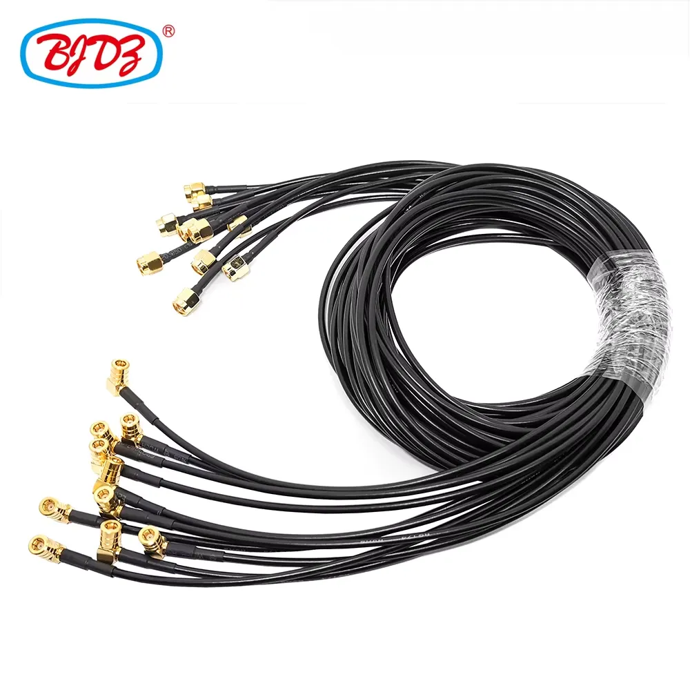 SMB Male Plug 90 Degrees Right Angle Elbow to SMA Male Plug with RG174 RG-174 Rf Pigtail Extension Antenna Cable