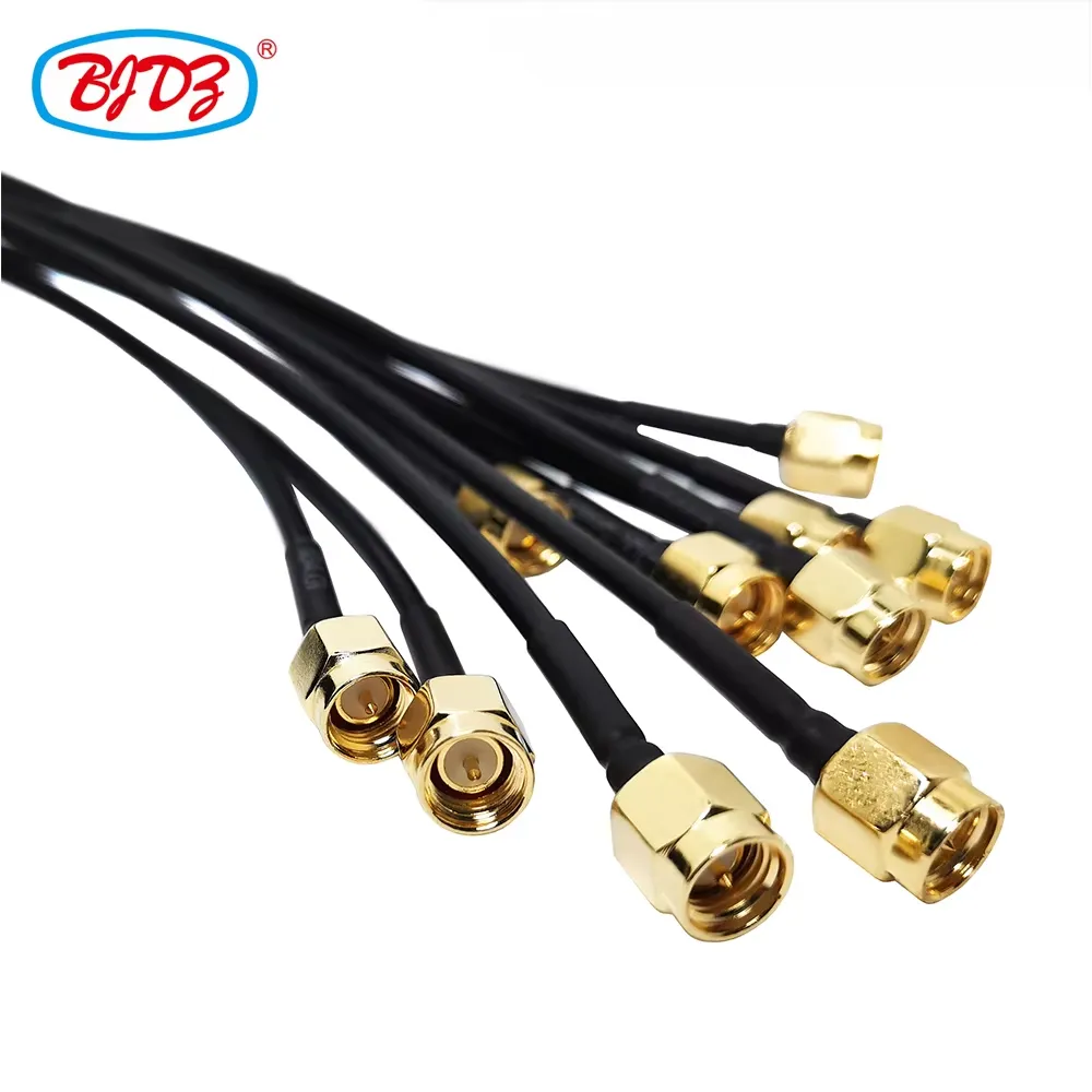 SMB Male Plug 90 Degrees Right Angle Elbow to SMA Male Plug with RG174 RG-174 Rf Pigtail Extension Antenna Cable