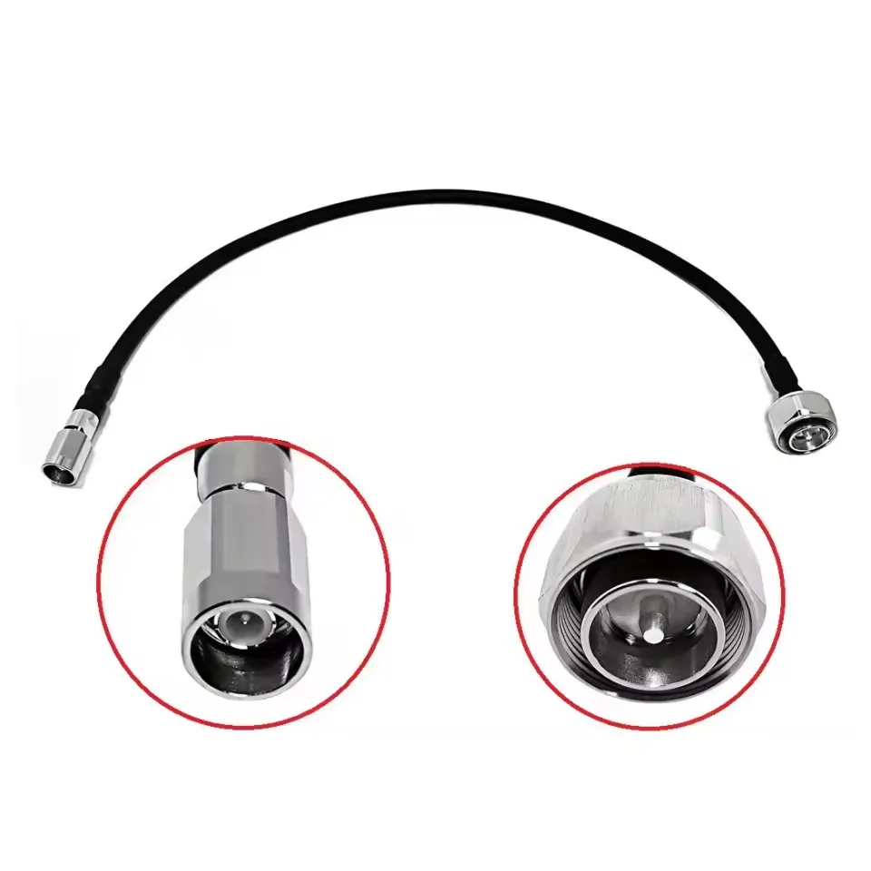 4.3-10 Male Plug to NEX10 Male Plug Low PIM 1/4'' RF Connector with Superflex Copper Corrugated Cable