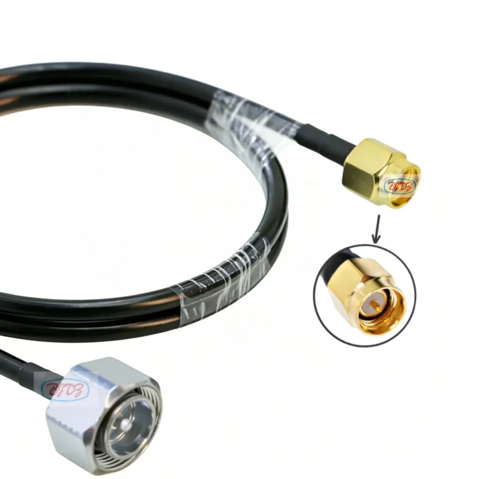 RF Pigtail Coaxial Assembly Mini Din 4.3-10 Male 4.3/10 Plug to SMA Male Plug Low Loss LMR-240 Coax RF Extension Cable