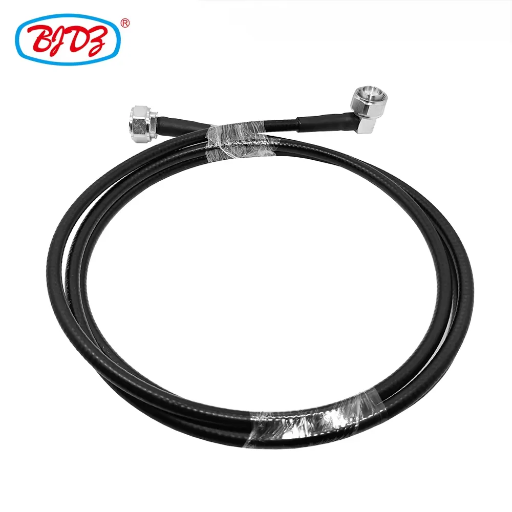 4.3-10 Male Plug to 4.3-10 Male 90 Degree Right Angle for 1/4'' Foam Super Flexible Telecommunication 1/4 Superflex Cable