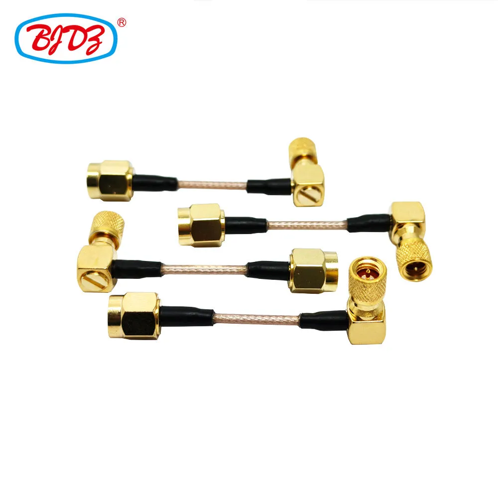 SMA Male Plug to 10-32 UNF Male Plug 90 Degrees with RG178 50 Ohm RF Pigtail Jumper Extension Cable Assembly