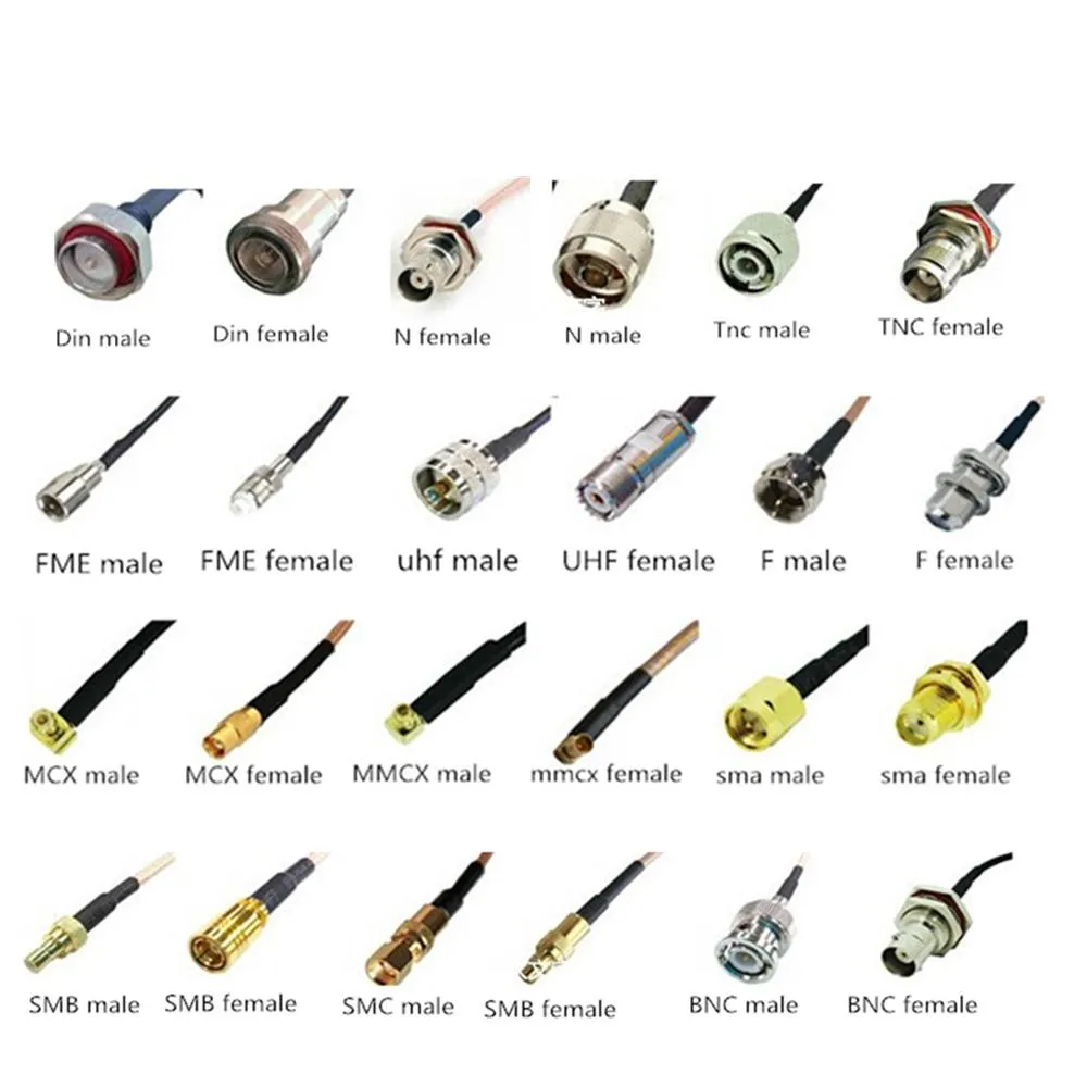 N-Type/BNC/TNC/SMA/QMA/UHF/10-32 UNF Male Plug/Female Jack/Flange/Panel Mount Cable Assembly Copper PTFE