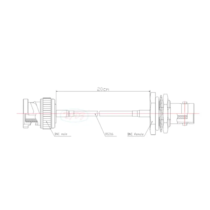 Factory 50 Ohm BNC Male Plug to BNC Female Bulkhead RF Coaxial Connector with RG316 RG 316 RF Coax Cable Assembly