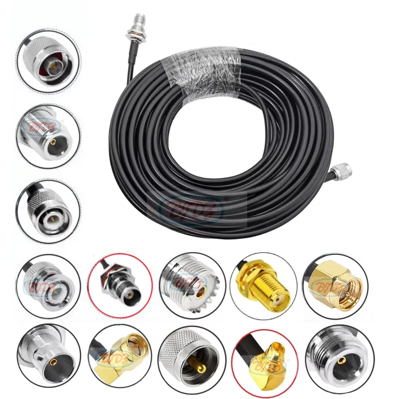 Factory N SMA BNC TNC UHF MMCX MCX SMB 90 Degree Right Angle for RG58 LMR195 LMR240 RG223 LMR240 LMR200 Rf Coaxial Pigtail Cable