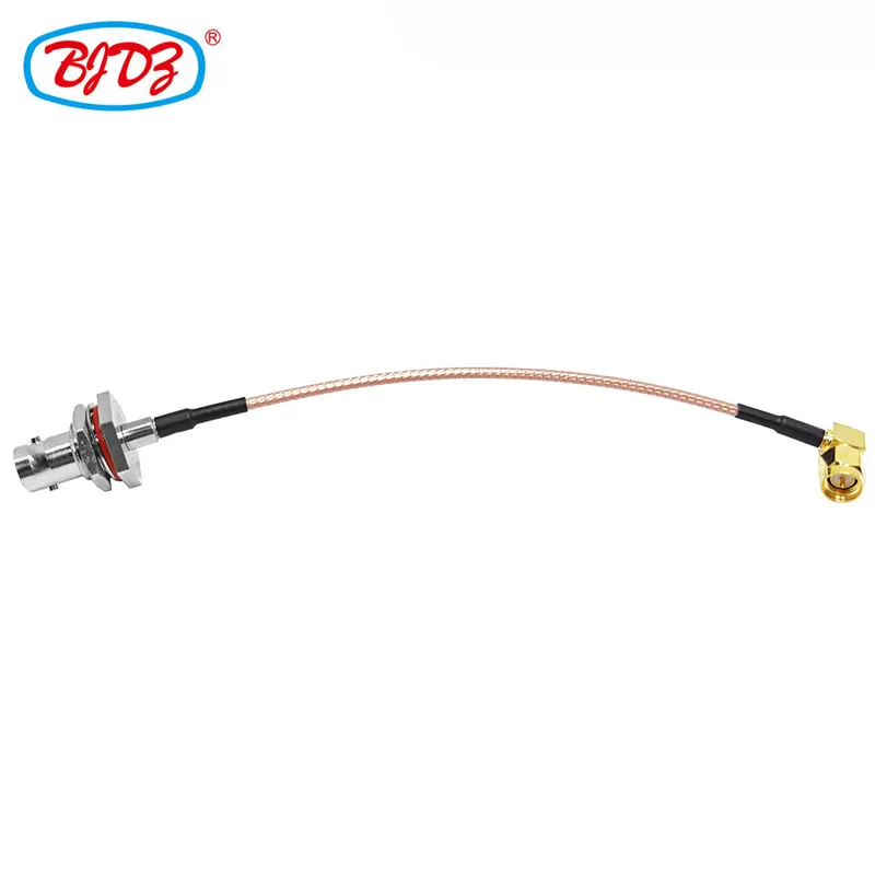 Factory Supply SMA Male Plug Right Angle to BNC Female Bulkhead RG179 Pigtail Jumper Cable Assembly Rohs in Stock