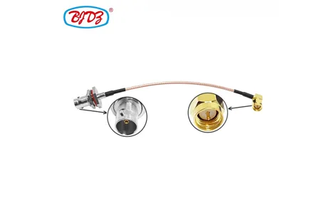 Factory Supply SMA Male Plug Right Angle to BNC Female Bulkhead RG179 Pigtail Jumper Cable Assembly Rohs in Stock