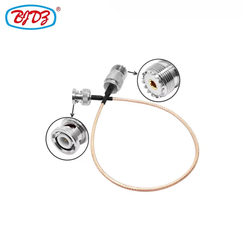 Factory Supply UHF Female Jack to BNC Male RG316 RF Coaxial Cable Connector Converter Cable Assembly ROHS in Stock 50cm