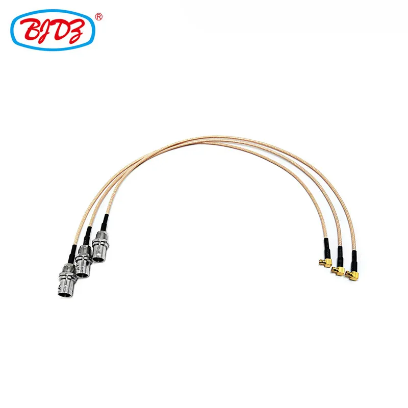 Manufacturer Wholesale 75ohm BNC Female Jack Bulkhead to MCX Male 90 Degree Plug RG179 Pigtail Jumper Extension Cable Assembly
