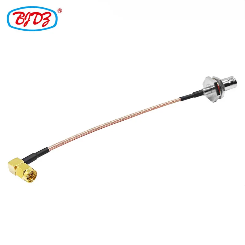 Manufacturer Supply BNC Female Jack Panel Mount to SMA Male Plug 90 Degree with RG179 RG-179 RF Pigtail Extension Cable Assembly