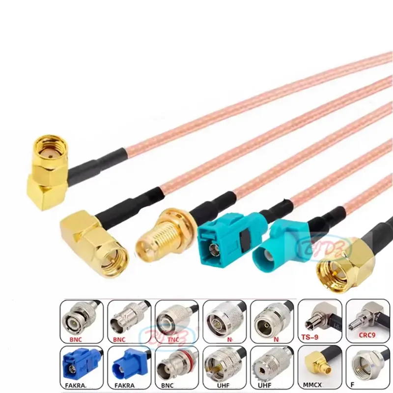 Manufacturer's RG316 RF Pigtail Jumper Extension Cable Assembly SMB MCX UHF TS9 TNC BNC FARKA N MMCX SMA Connector Copper PTFE