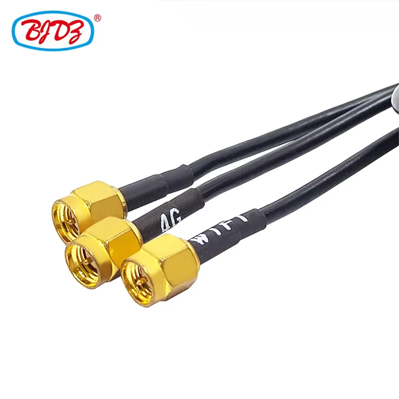 Factory Supply Suction Cup Antenna With 3 SMA Male Plug RF Pigtail Extension WiFi Network Antenna Cable